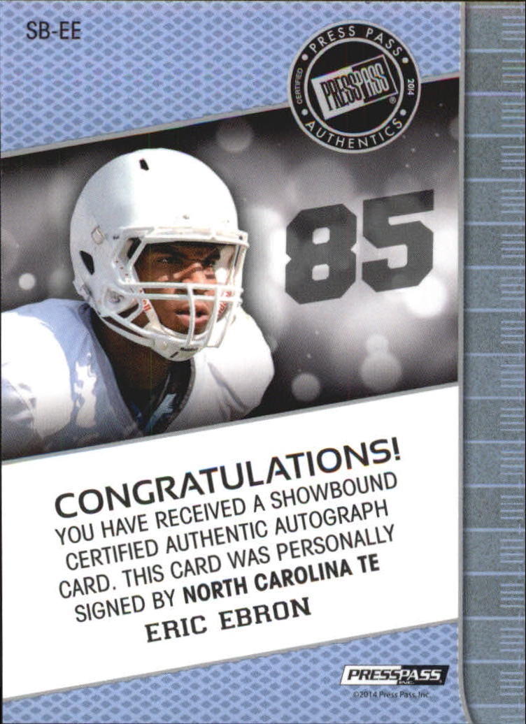 2014 Press Pass Showbound Blue #SBEE Eric Ebron/79* back image