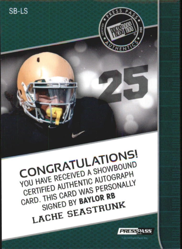 2014 Press Pass Showbound Red #SBLS Lache Seastrunk/15* back image