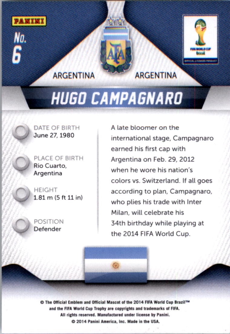 2014 Panini Prizm World Cup #6 Hugo Campagnaro back image