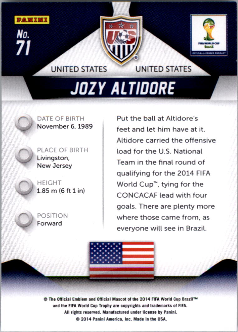 2014 Panini Prizm World Cup #71 Jozy Altidore back image