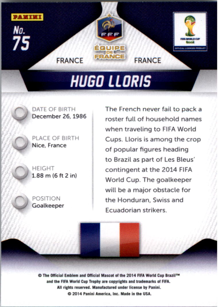 2014 Panini Prizm World Cup #75 Hugo Lloris back image