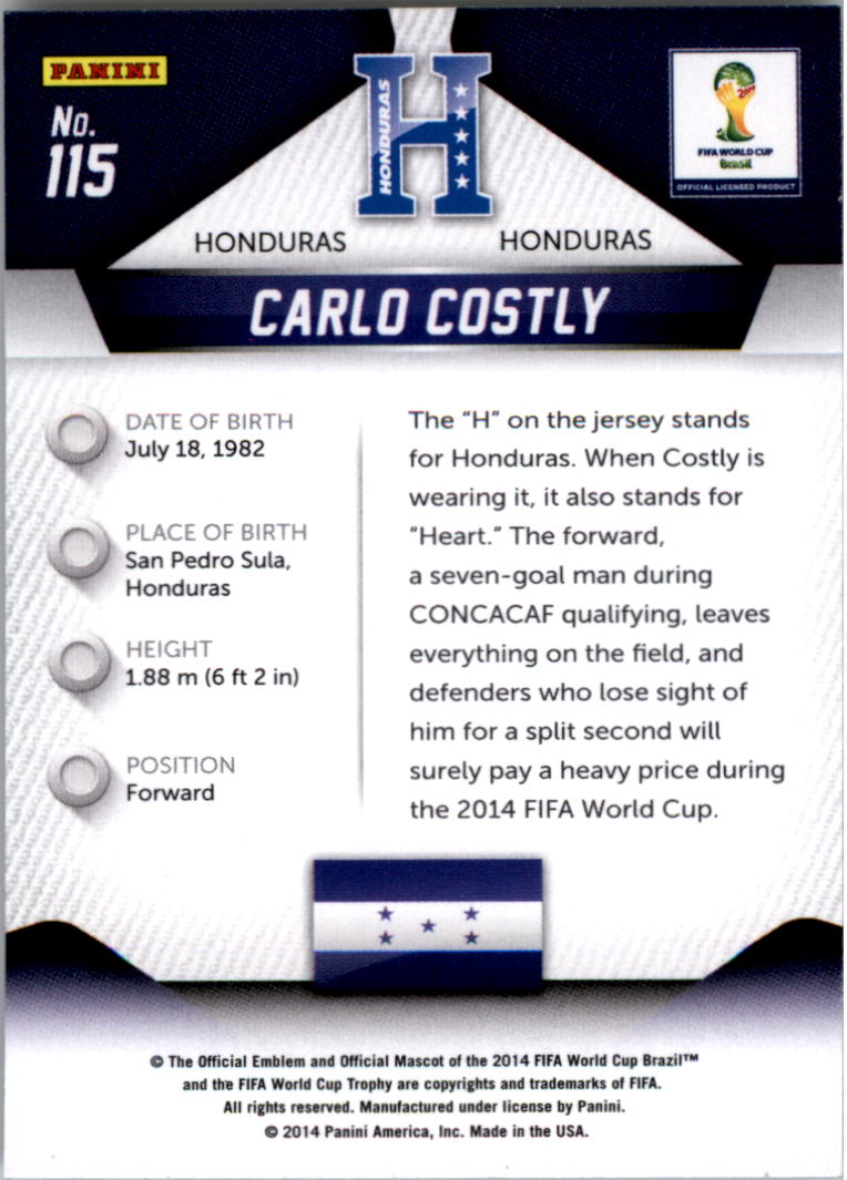 2014 Panini Prizm World Cup #115 Carlo Costly back image