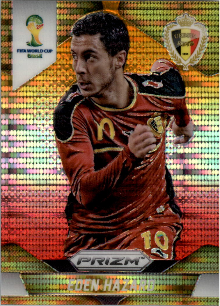 2014 Panini Prizm World Cup Prizms Yellow and Red Pulsar #21 Eden Hazard