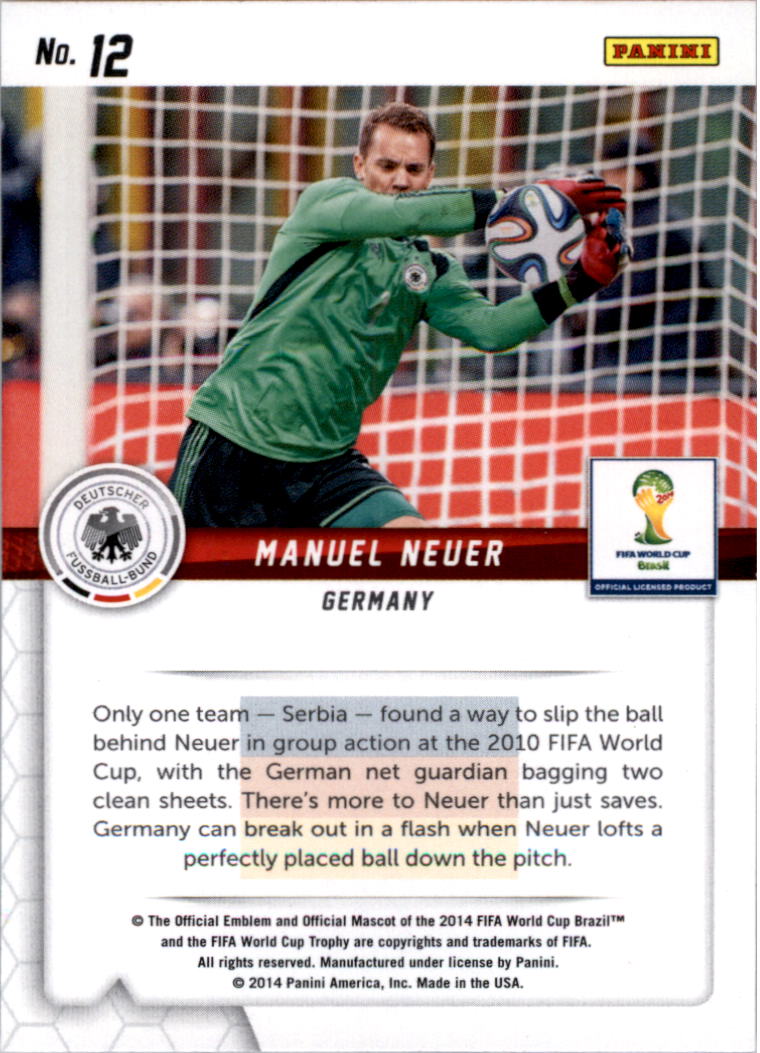 2014 Panini Prizm World Cup Guardians #12 Manuel Neuer back image