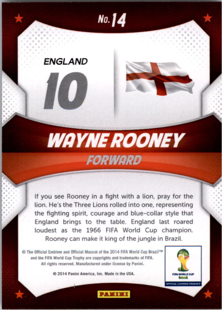 2014 Panini Prizm World Cup World Cup Stars #14 Wayne Rooney back image