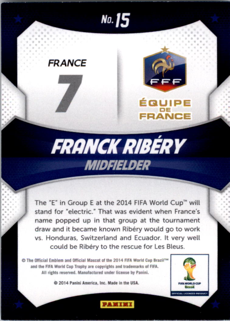 2014 Panini Prizm World Cup World Cup Stars #15 Franck Ribery back image