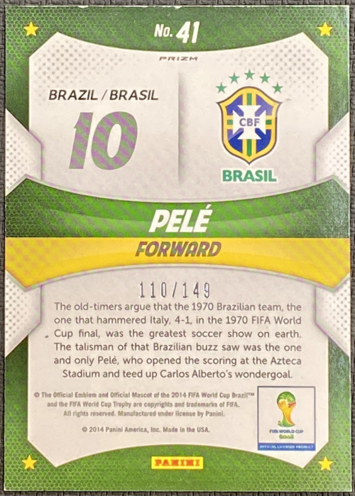 2014 Panini Prizm World Cup World Cup Stars Prizms Red #41 Pele back image