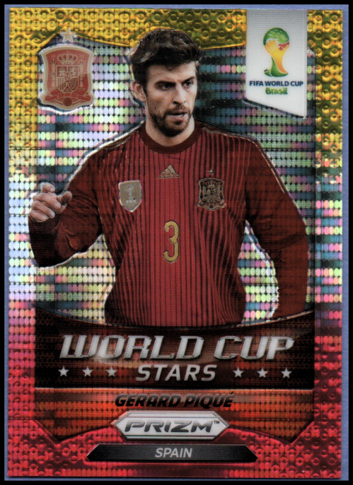 2014 Panini Prizm World Cup World Cup Stars Prizms Yellow Red Pulsar #32 Gerard Pique