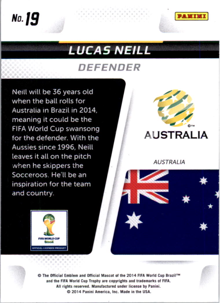 2014 Panini Prizm World Cup Cup Captains #19 Lucas Neill back image
