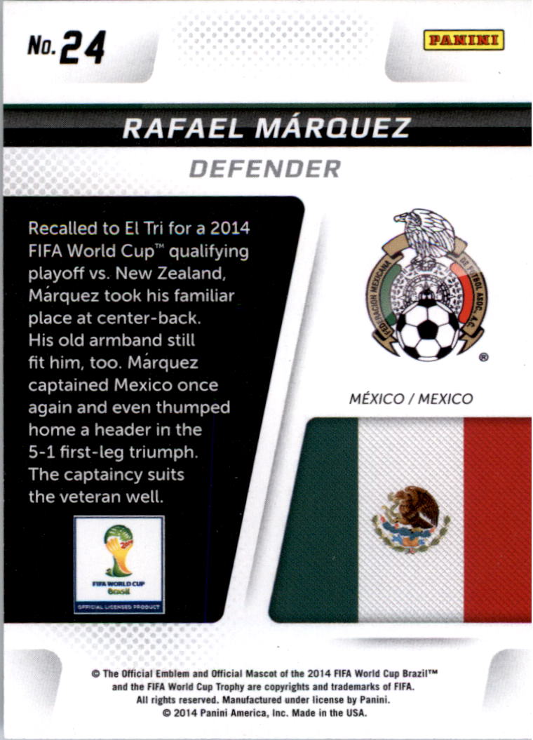 2014 Panini Prizm World Cup Cup Captains #24 Rafael Marquez back image