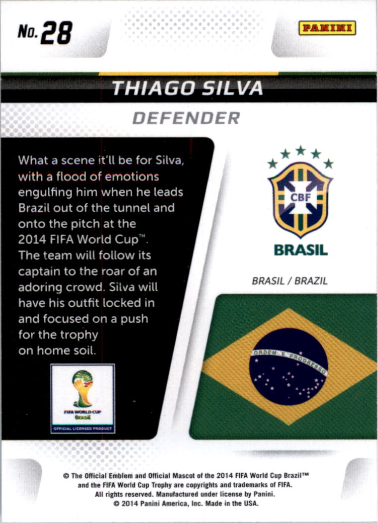 2014 Panini Prizm World Cup Cup Captains #28 Thiago Silva back image