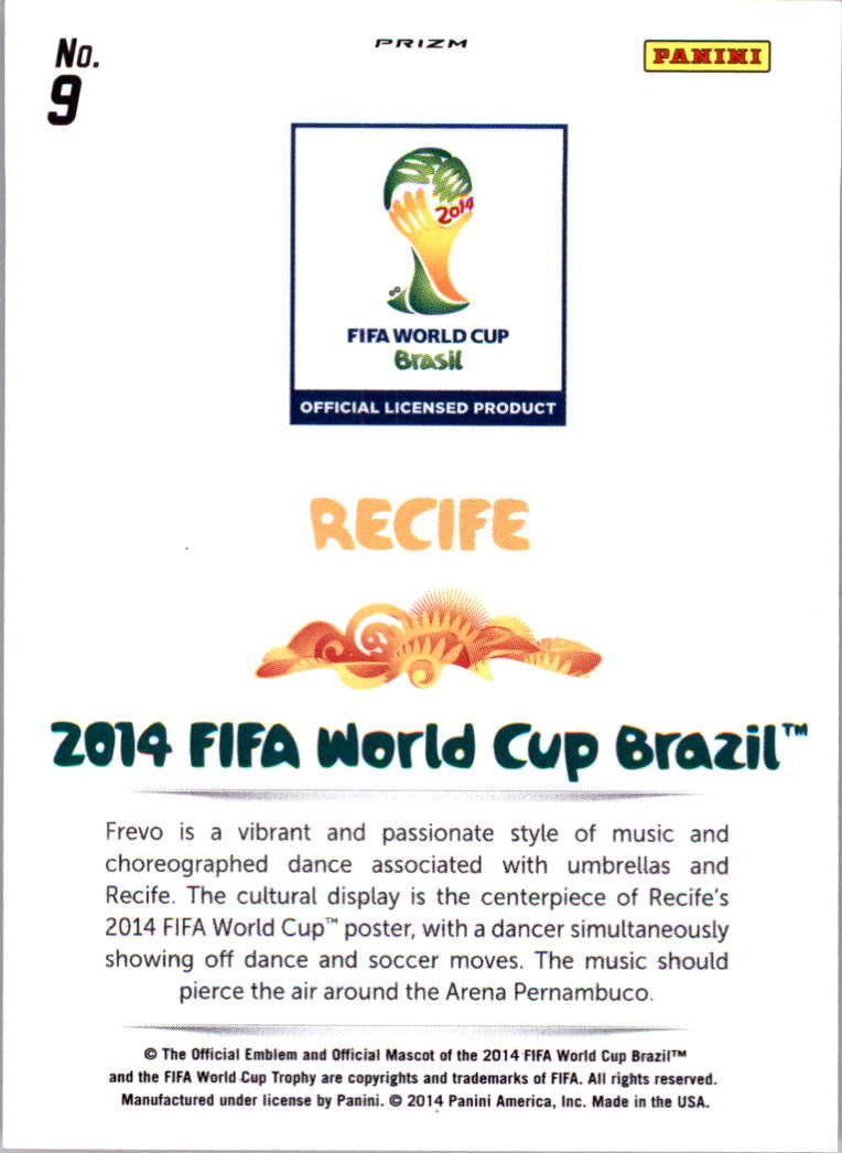 2014 Panini Prizm World Cup World Cup Posters Prizms Blue and Red Wave #9 Recife back image