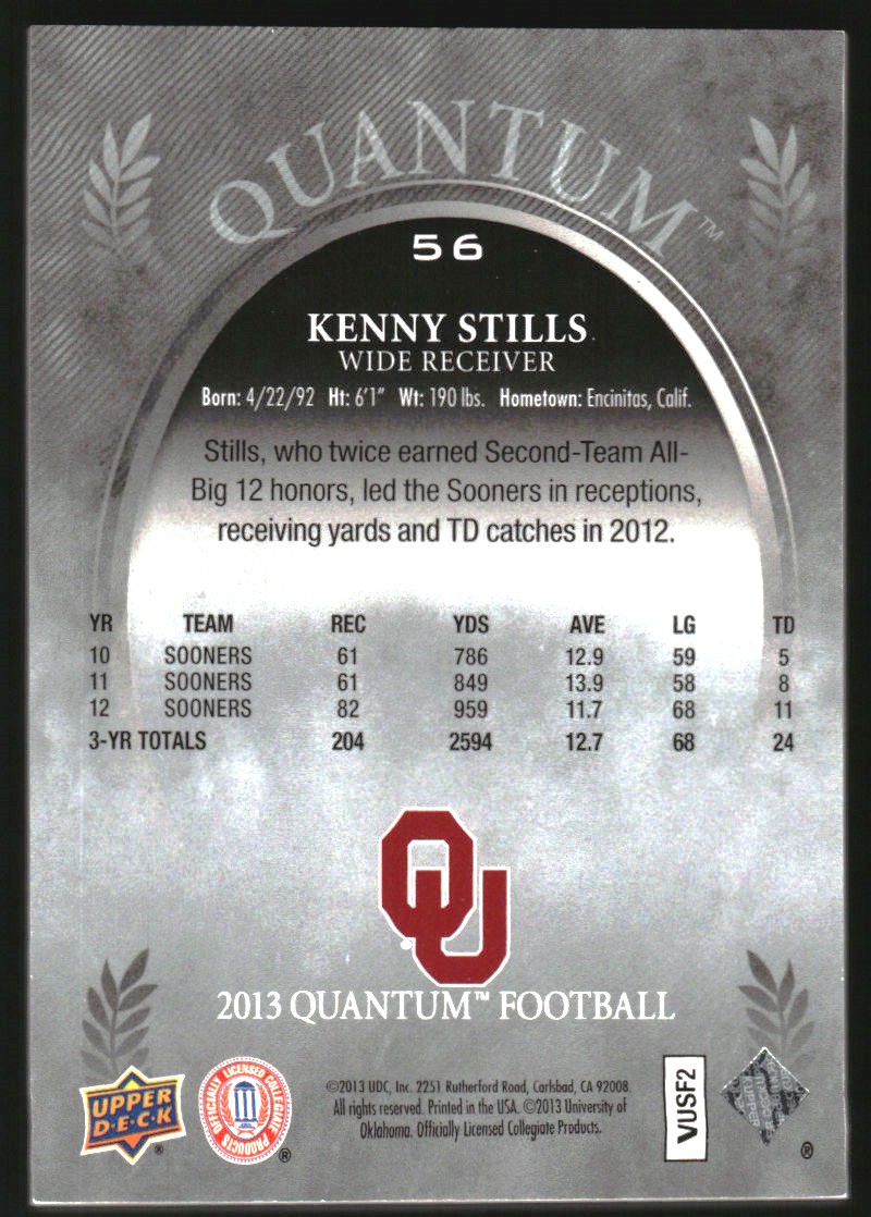 2013 Upper Deck Quantum #56 Kenny Stills back image