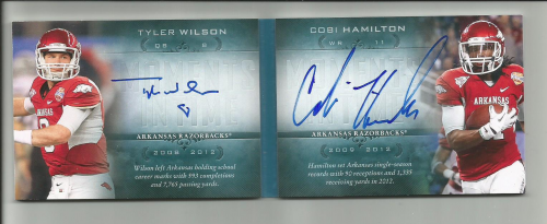 2013 Upper Deck Quantum Moments in Time Dual Autographs #MTRWH Tyler Wilson/Cobi Hamilton/75 back image
