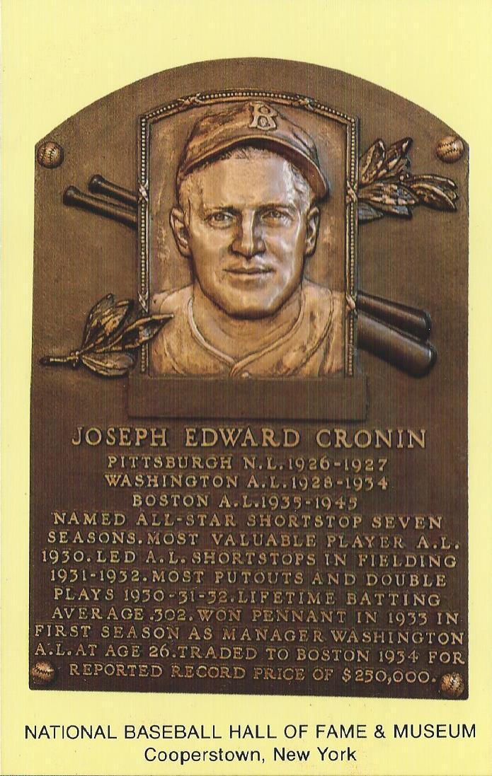Hall of Fame Plaque Postcards #NNO Joe Cronin