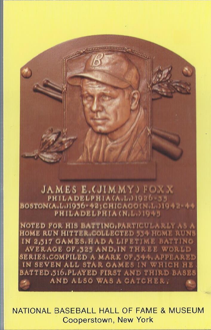 Hall of Fame Plaque Postcards #NNO Jimmy Foxx
