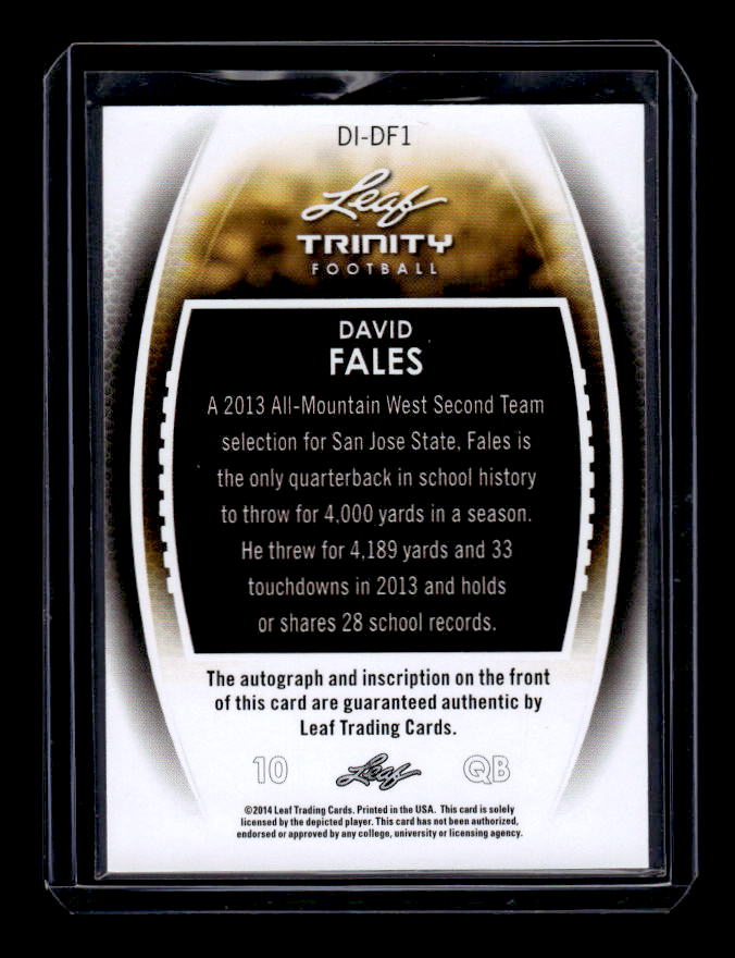 2014 Leaf Trinity Inscriptions Silver #DIDF1 David Fales back image