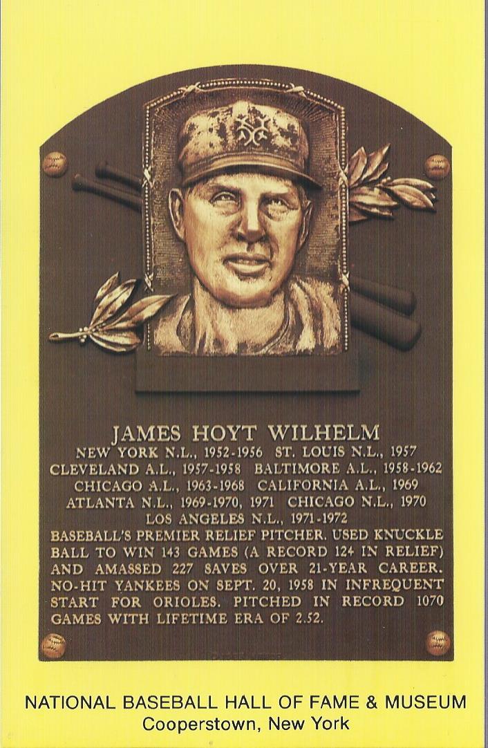 Hall of Fame Plaque Postcards #NNO Hoyt Wilhelm