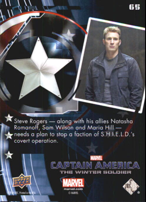 2014 Upper Deck Captain America The Winter Soldier Silver Foil #65 Steve Rogers - along with his allies Natasha Roman back image