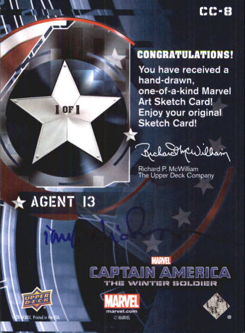 2014 Upper Deck Captain America The Winter Soldier Character Sketches #CC8 Agent 13 back image