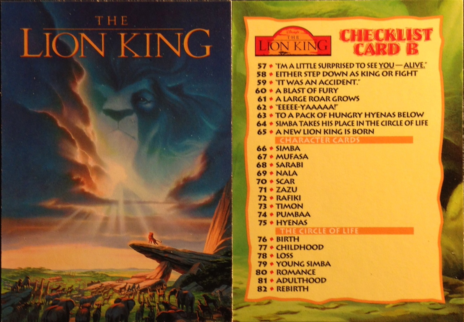 1994 Skybox The Lion King Base Set - 90 Cards