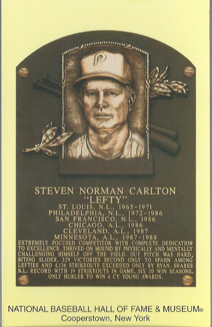 Hall of Fame Plaque Postcards #NNO Steve Carlton