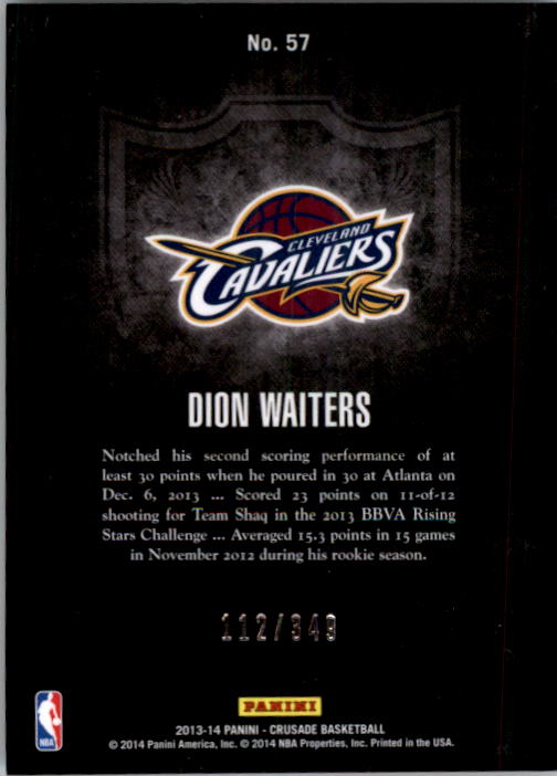 2013-14 Panini Crusade Insert Red #57 Dion Waiters back image