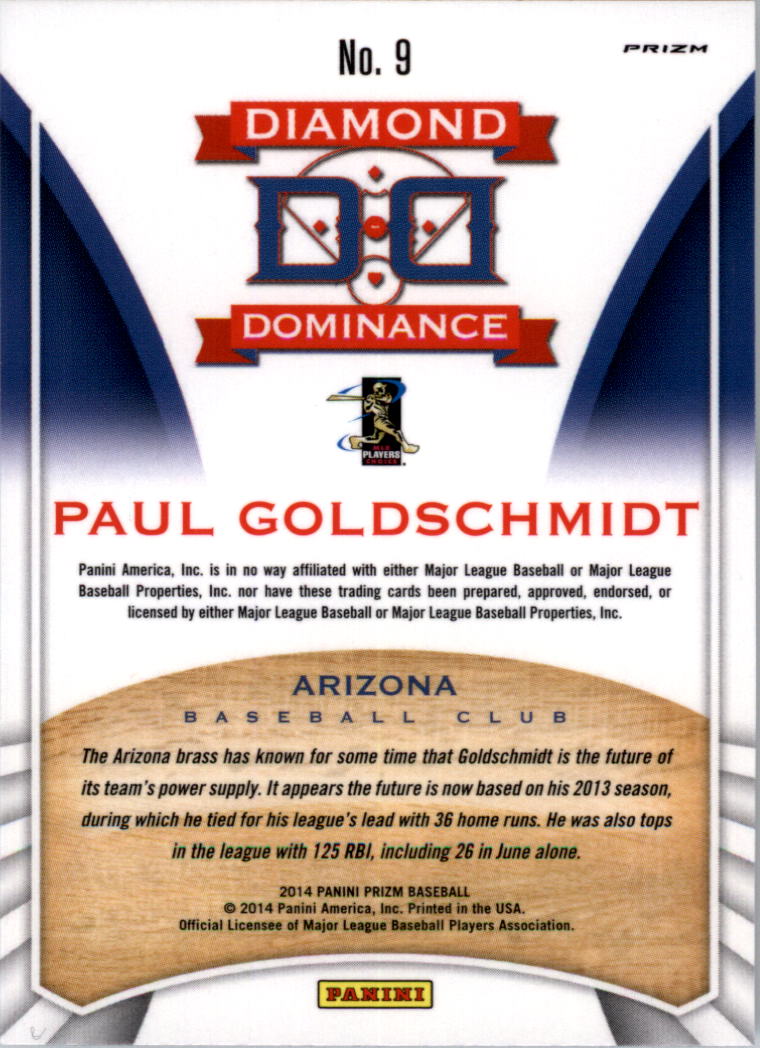 2014 Panini Prizm Diamond Dominance Prizms #9 Paul Goldschmidt back image