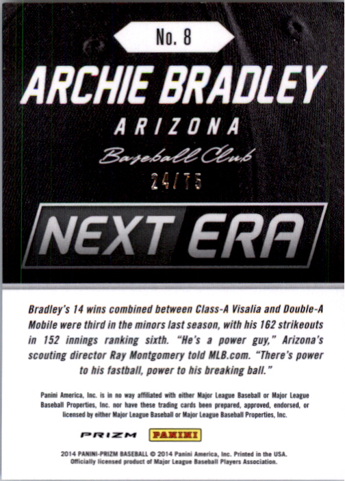 2014 Panini Prizm Next Era Prizms Blue Mojo #8 Archie Bradley back image