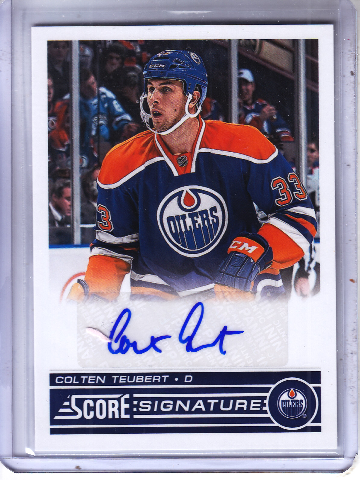 2013-14 Score Signatures #SSCT Colten Teubert/(inserted in 2013-14 Rookie Anthology)