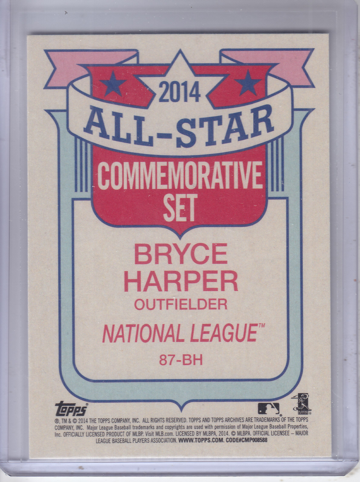 2014 Topps Archives '87 All-Stars #87BH Bryce Harper back image