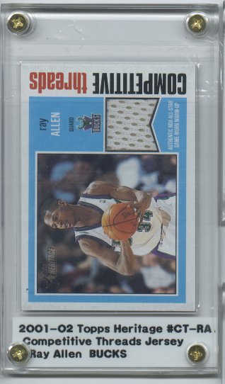 2001-02 Topps Heritage Basketball #CT-RA Ray Allen Competitive Threads Game-Used Jersey BUCKS NICE!!