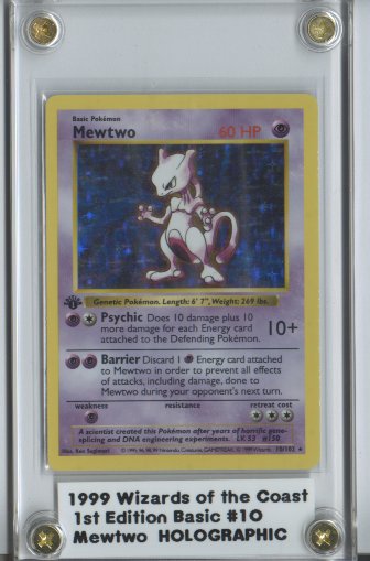 1999 Wizards The Coast Pokemon #10 Mewtwo HOLOGRAPHIC 1st Edition BEAUTIFUL! RARE!!!