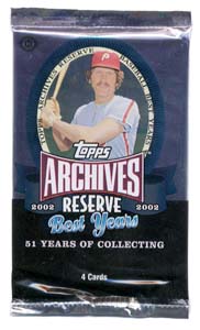 2002 Topps Archives Reserve Best Years Baseball Pack