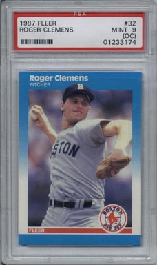1987 Fleer Baseball #32 Roger Clemens PSA Mint 9  o/c NICE!!