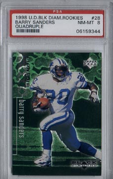 1998 Upper Deck Black Diamond Rookies Football #28 Barry Sanders PSA 8 ...