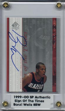 1999/00 Upper Deck SP Authentic Basketball Bonzi Wells Sign of the Times Mint NICE!!