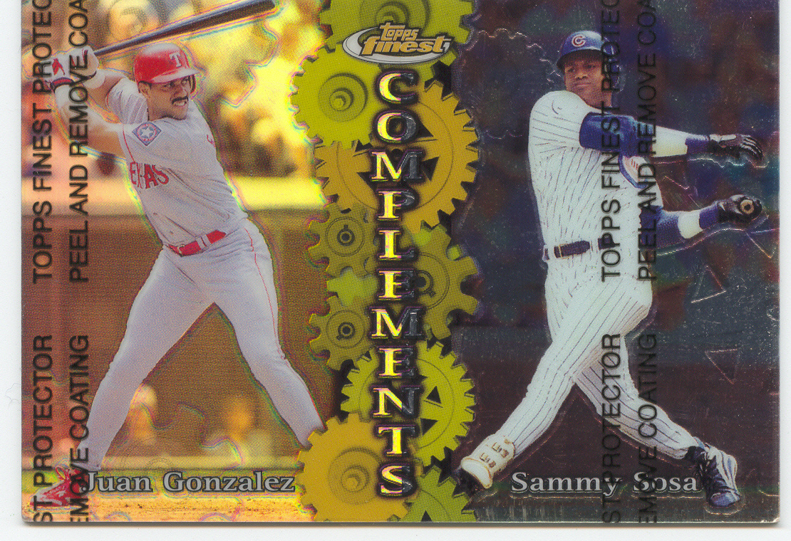 1999 Finest Complements Dual Refractors #C4 Juan Gonzalez/Sammy Sosa