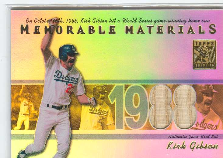 2002 Topps Tribute Memorable Materials #KG Kirk Gibson Bat B
