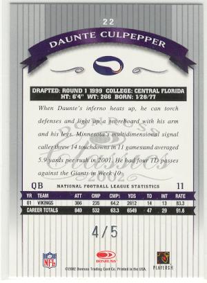 2002 Donruss Classics The National #22 Daunte Culpepper 4/5 Minnesota Vikings