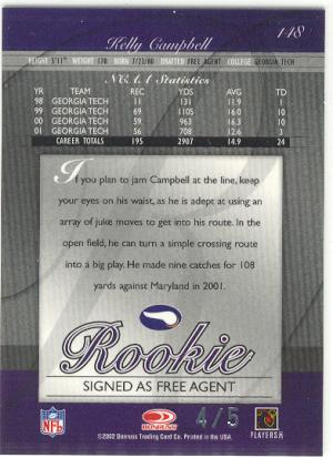 2002 Donruss Elite The National #148 Kelly Campbell 4/5 Minnesota Vikings