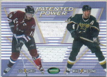 2002-03 Parkhurst Patented Power Jerseys #PP5 Joe Sakic/Mike Modano