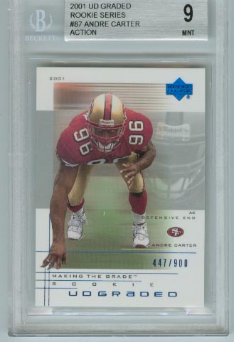 2001 UD Graded Rookie Series  #87 Andre Carter Action BGS Graded 9 Mint  #d 447/900