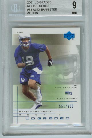 2001 UD Graded Rookie Series  #84 Alex Bannister Action  BGS Graded 9 Mint  #d 551/900