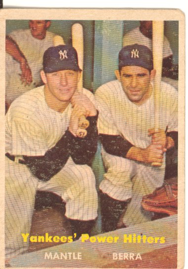 1957 Topps #407 Yankees Power Hitters/Mickey Mantle/Yogi Berra