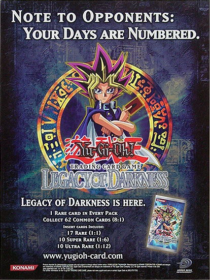 Yugioh Upper Deck Legacy of Darkness Promotional Poster Near Mint Fast Shipping! 