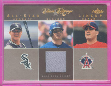 2004 Classic Clippings All-Star Lineup Swatch #HB H.Blalock w/Magglio-Glaus