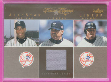 2004 Classic Clippings All-Star Lineup Swatch #RC R.Clemens w/Soriano-Giam