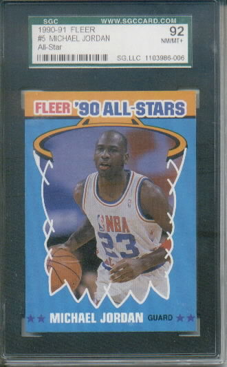 1990-91 Fleer Stickers Michael Jordan All-Stars #5 Graded SGC 92 NM-MT+ 8.5 - Chicago Bulls