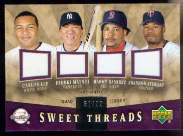 2004 Sweet Spot Sweet Threads Quad #STQLMRS Carlos Lee/Hideki Matsui/Manny Ramirez/Shannon Stewart